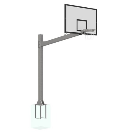 Basketbalová konštrukcia jednostĺpová Havy Duty s ramenom 2,25 m, pre veľkosť tabule 105x180cm alebo 90x120 cm, priskrutkovaná k zemi