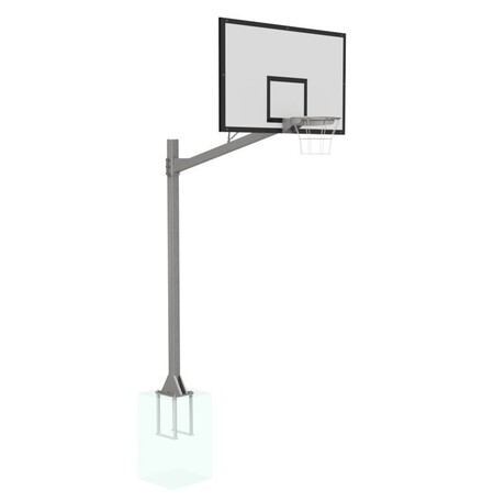 Basketbalová jednostĺpová konštrukcia Strong s ramenom 1,4m, pre tabule 105x180 cm alebo 90x120 cm, priskrutkovaná k zemi