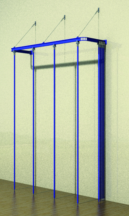 U-konštrukcia s uchytením o stenu na uchytenie lán, rebríkov a gymnastických kruhov