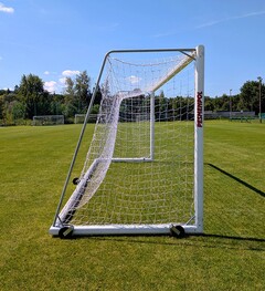 Prenosná futbalová bránka 7,32 x 2,44 m s kolieskami, hliníkový rám - profil 120x100 mm