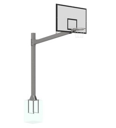 Basketbalová konštrukcia jednostĺpová Havy Duty s ramenom 1,65 m, pre veľkosť tabule 105x180cm alebo 90x120 cm, priskrutkovaná k zemi