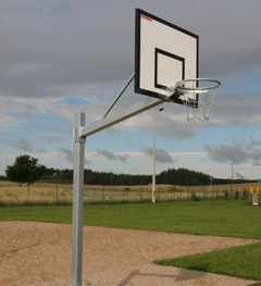 Basketbalová konštrukcia jednostĺpová s ramenom 1,2 m, pre veľkosť tabule 90x120cm, montovaná do montážnych puzdier